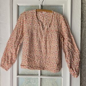 Gap Floral Boho Peasant Blouse Medium